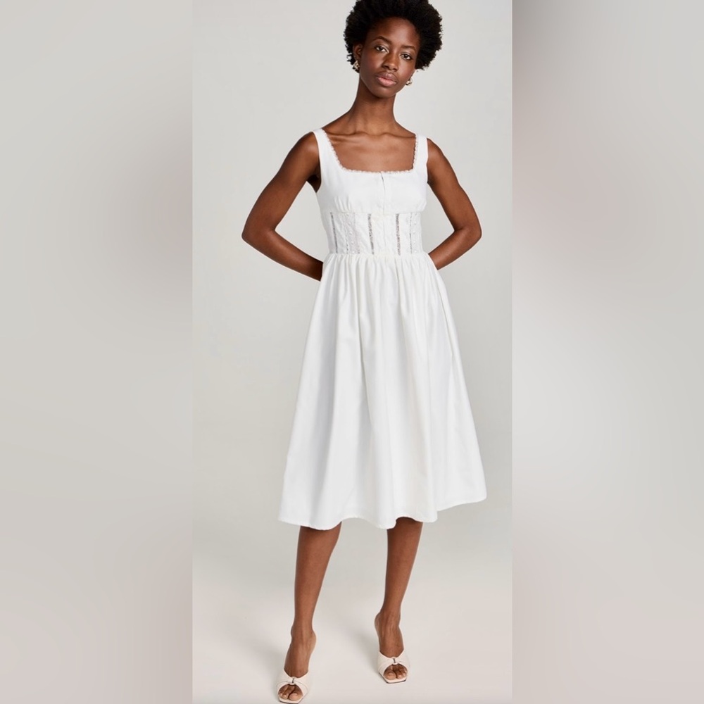 NWT Tuckernut O.P.T. Sleeveless White Victorian Petticoat Style Giada Midi Dress